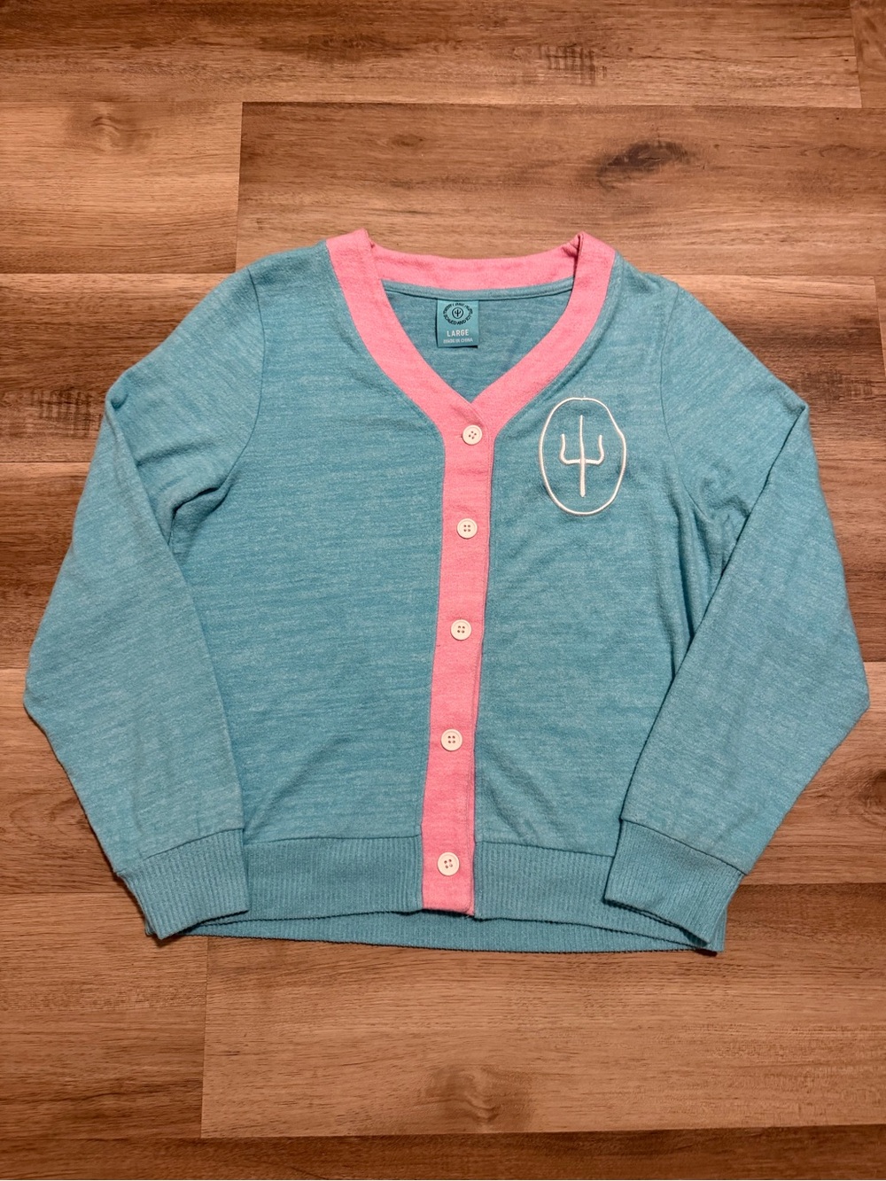 Twenty-one Pilots Scaled And Icy Blue Pink Button-Front  Cardigan Sweater